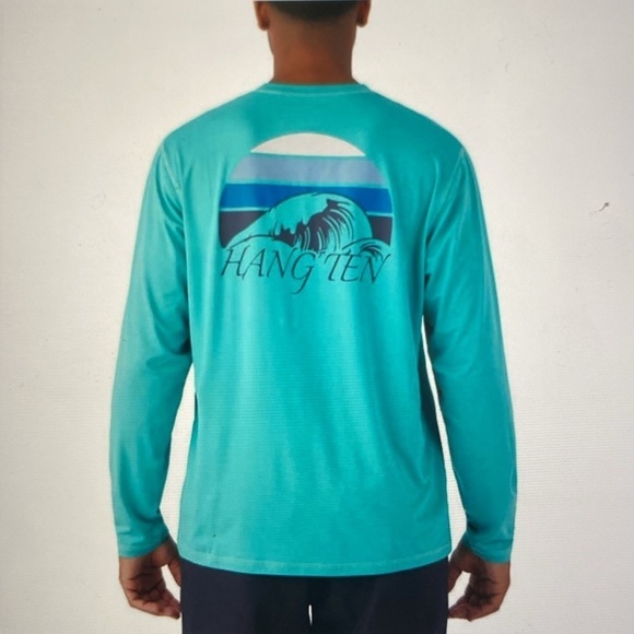 Hang Ten Men’s Long Sleeve Sun Tee UPF 50+ Graphic Beach Swim Vacation Size L - Picture 3 of 9